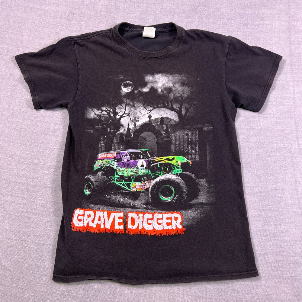 Monster Jam Grave Digger Graphic T Shirt Mens Small Black Monster Truck